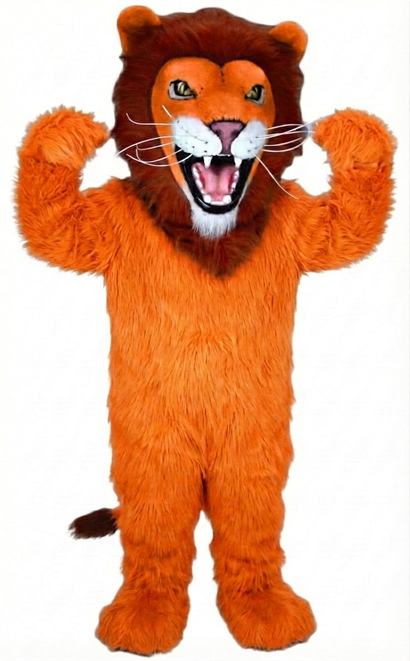 African Lion Mascot - Long fur / Bright Orange mascot costume