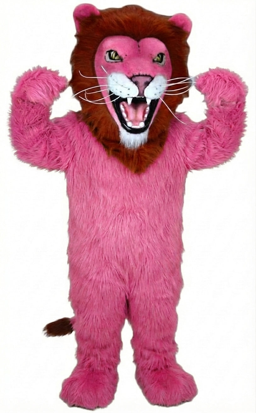 African Lion Mascot - Long fur / Bright Pink mascot costume