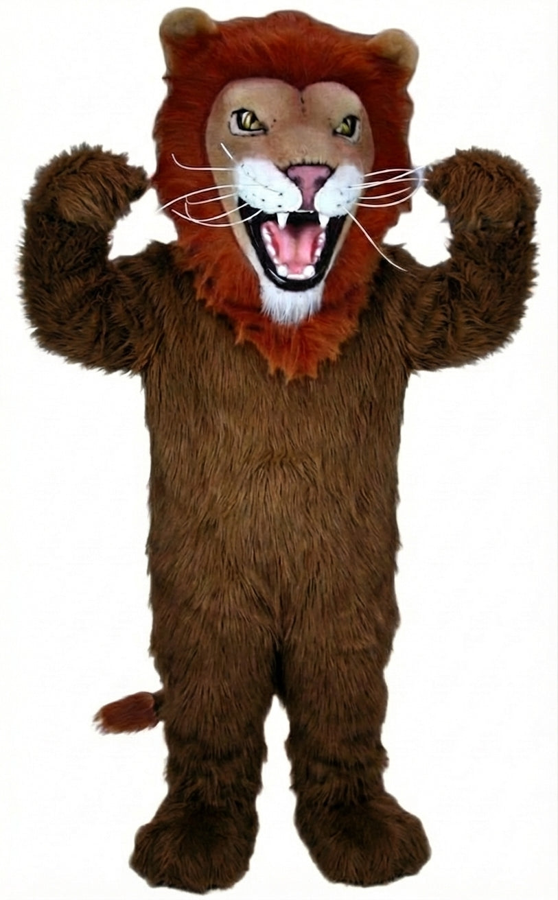 African Lion Mascot - Long fur / Dark Brown mascot costume