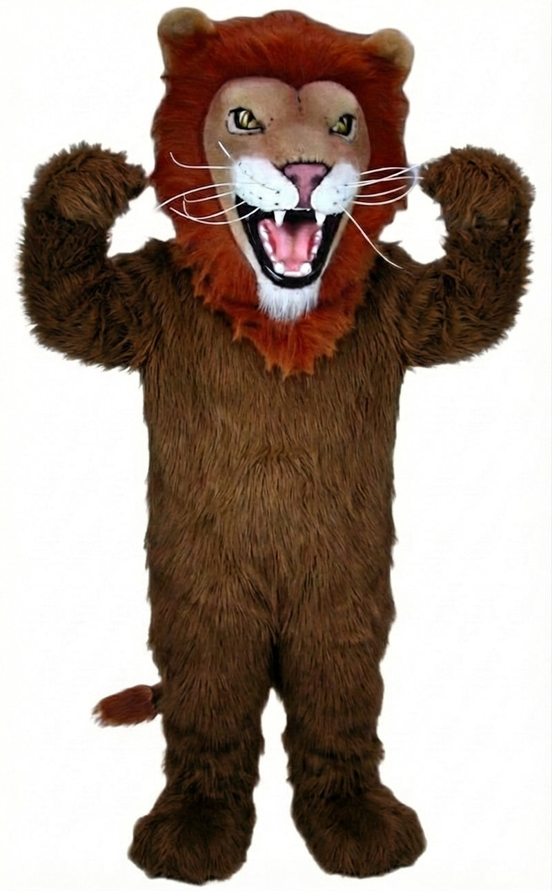 African Lion Mascot - Long fur / Dark Brown mascot costume