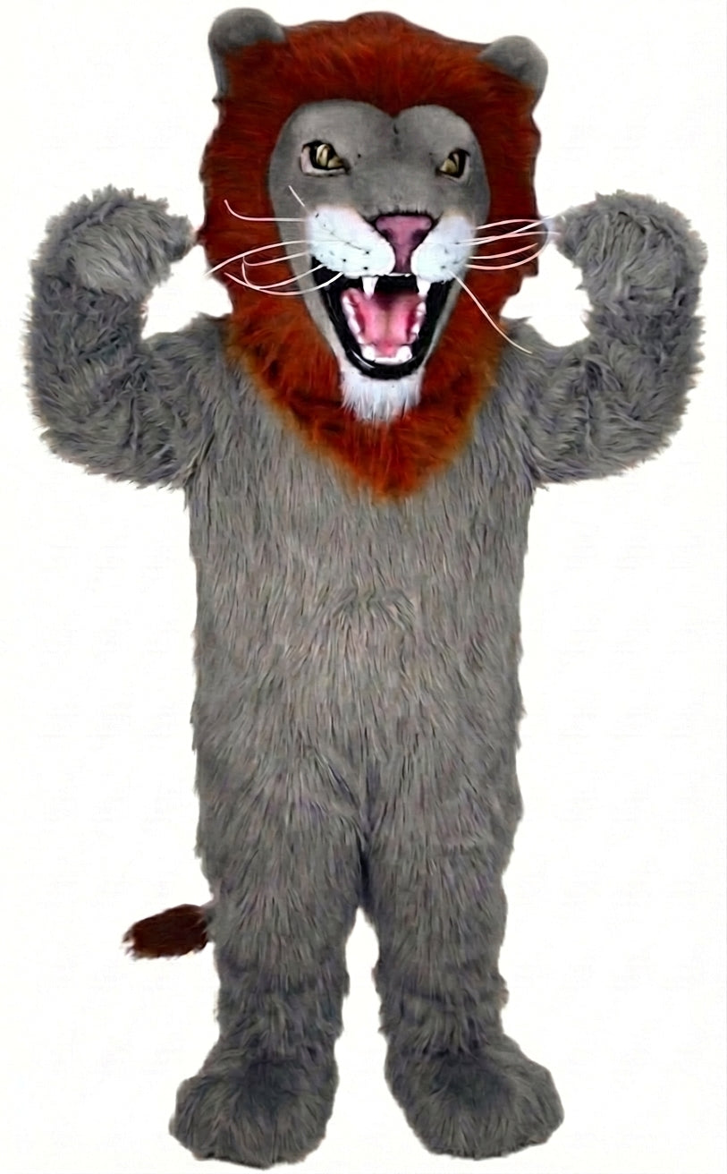 African Lion Mascot - Long fur / Grey mascot costume