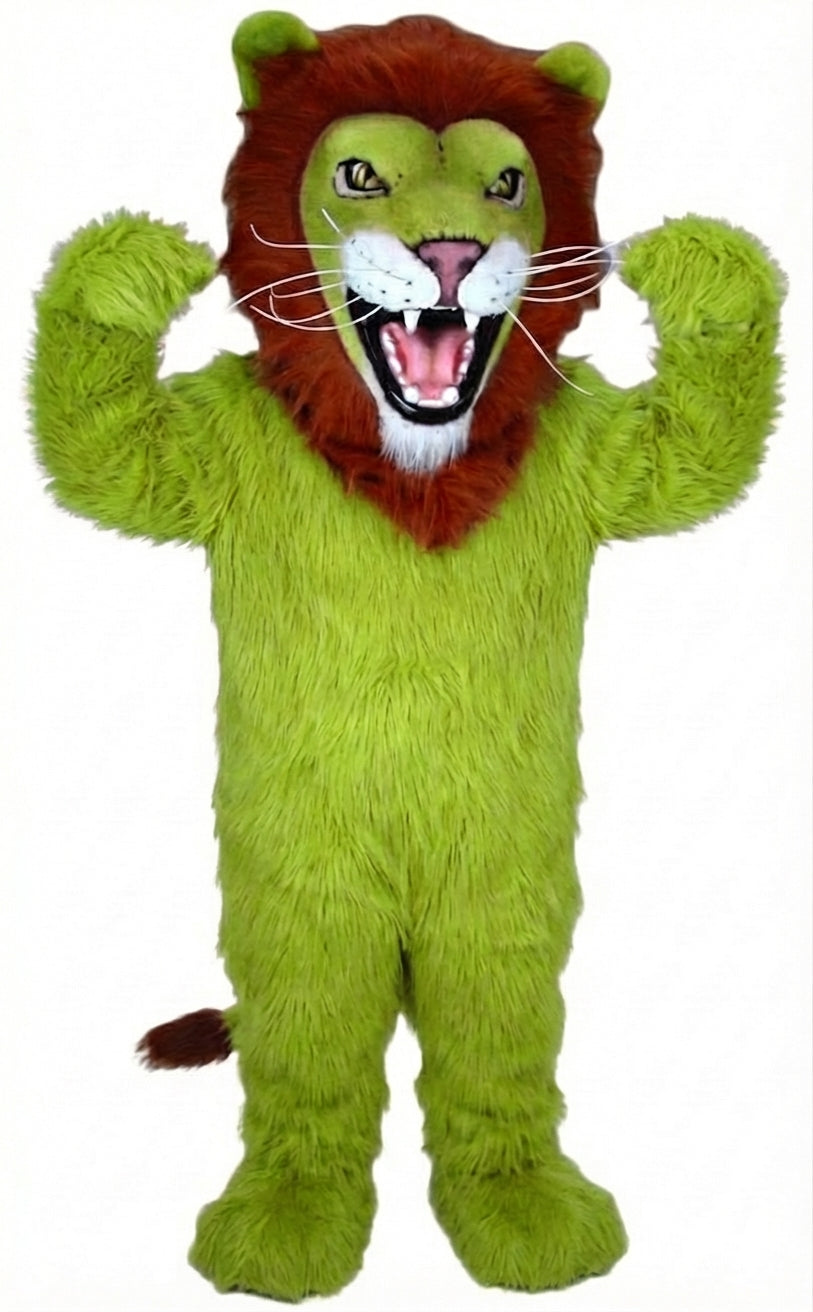 African Lion Mascot - Long fur / Lime mascot costume