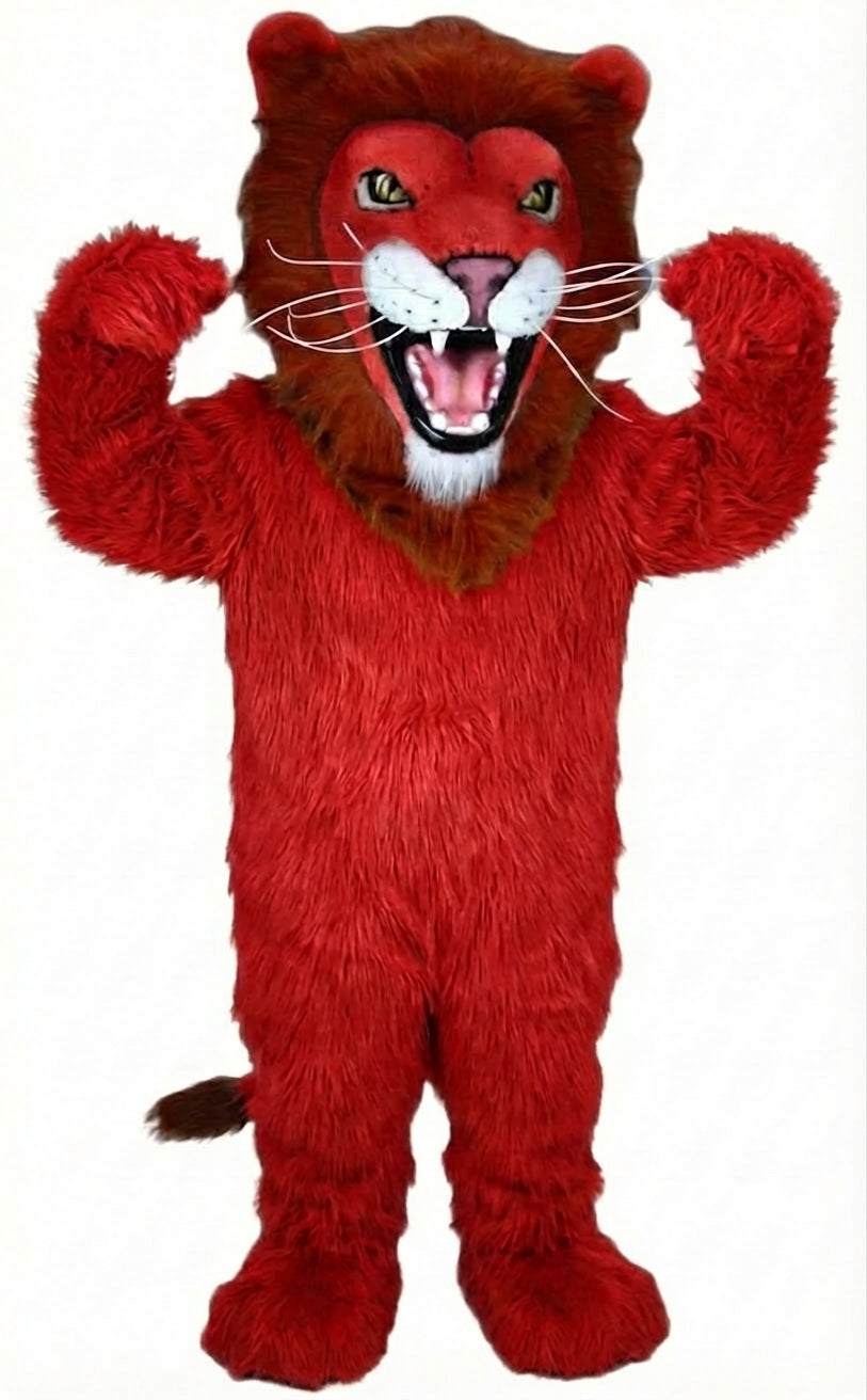 African Lion Mascot - Long fur / Red mascot costume