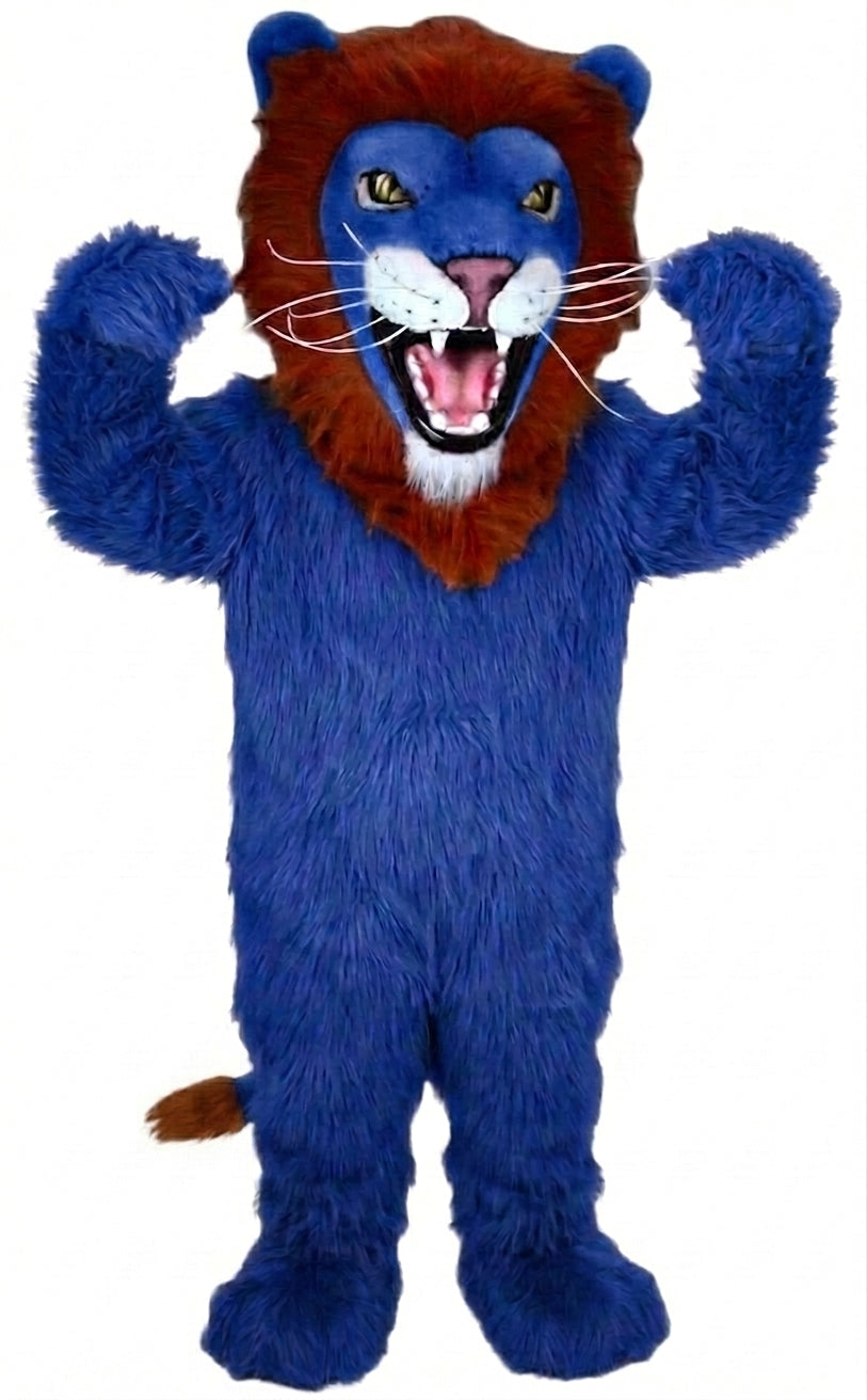 African Lion Mascot - Long fur / Royal Blue mascot costume