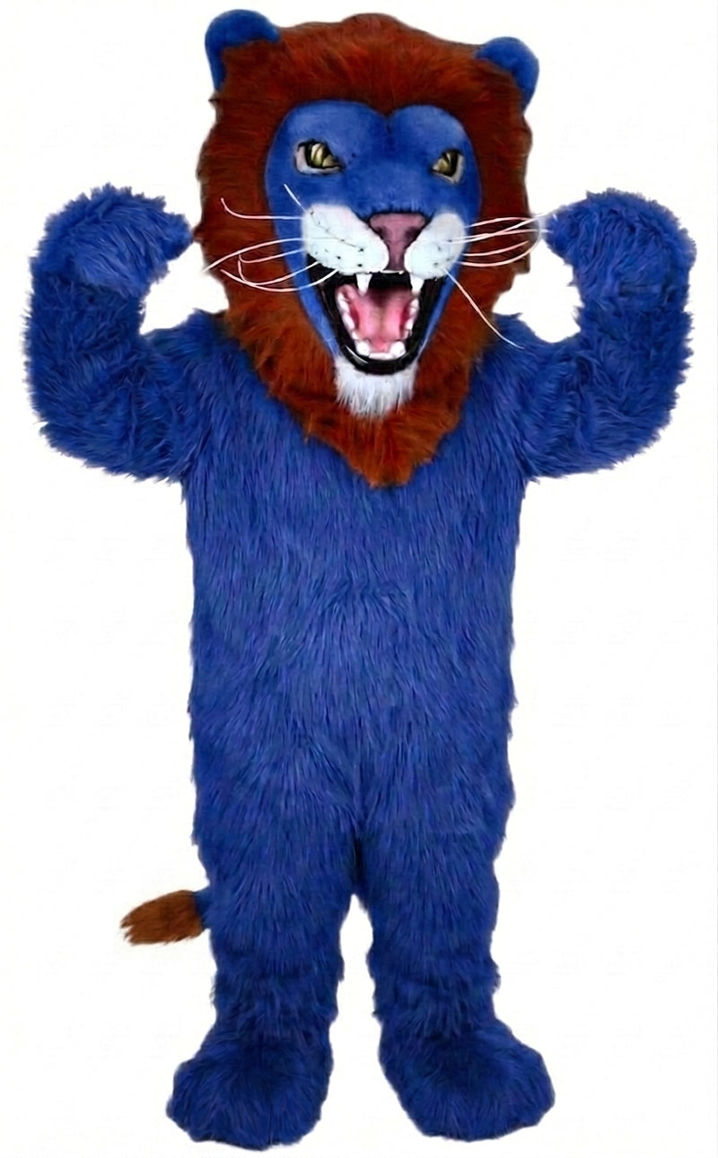 African Lion Mascot - Long fur / Royal Blue mascot costume