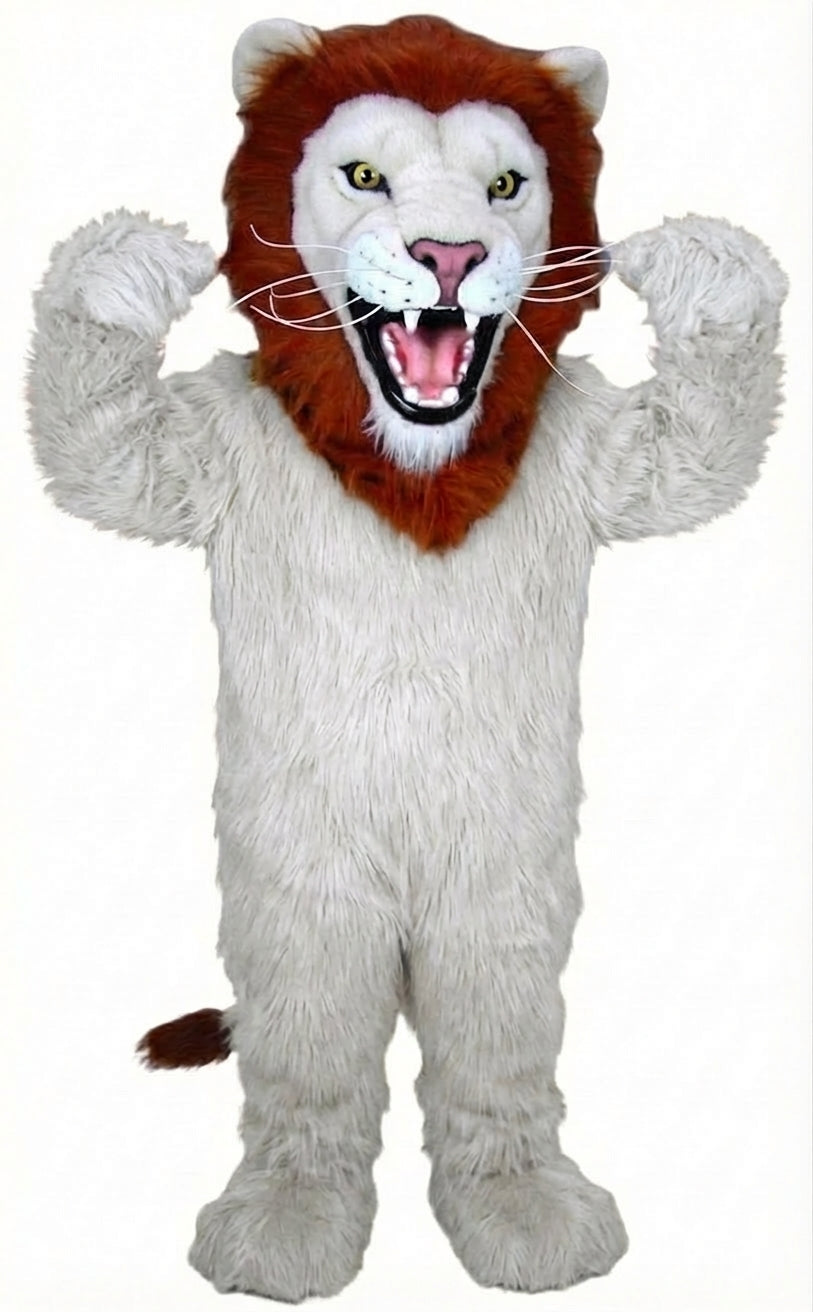 African Lion Mascot - Long fur / White mascot costume