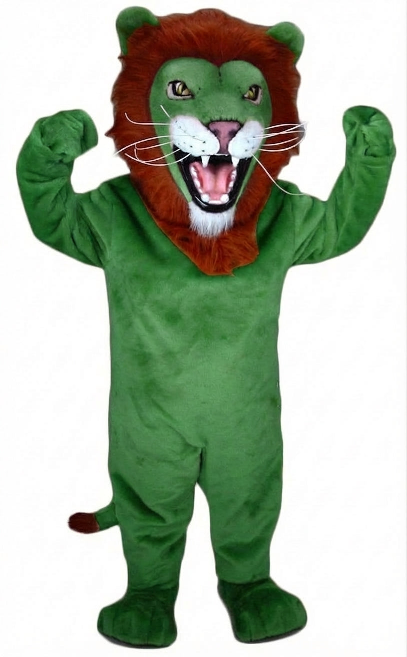 African Lion Mascot - Short fur / Green mascot costume
