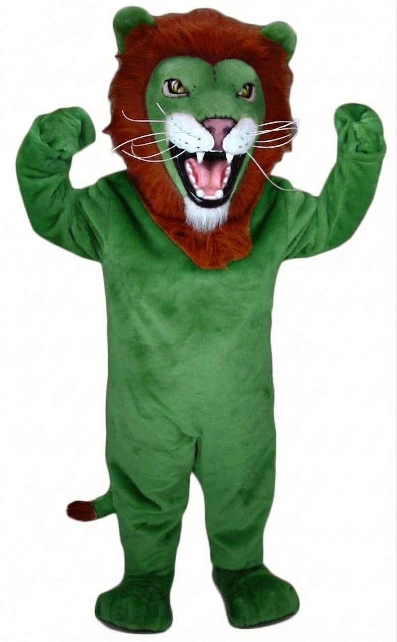 African Lion Mascot - Short fur / Green mascot costume
