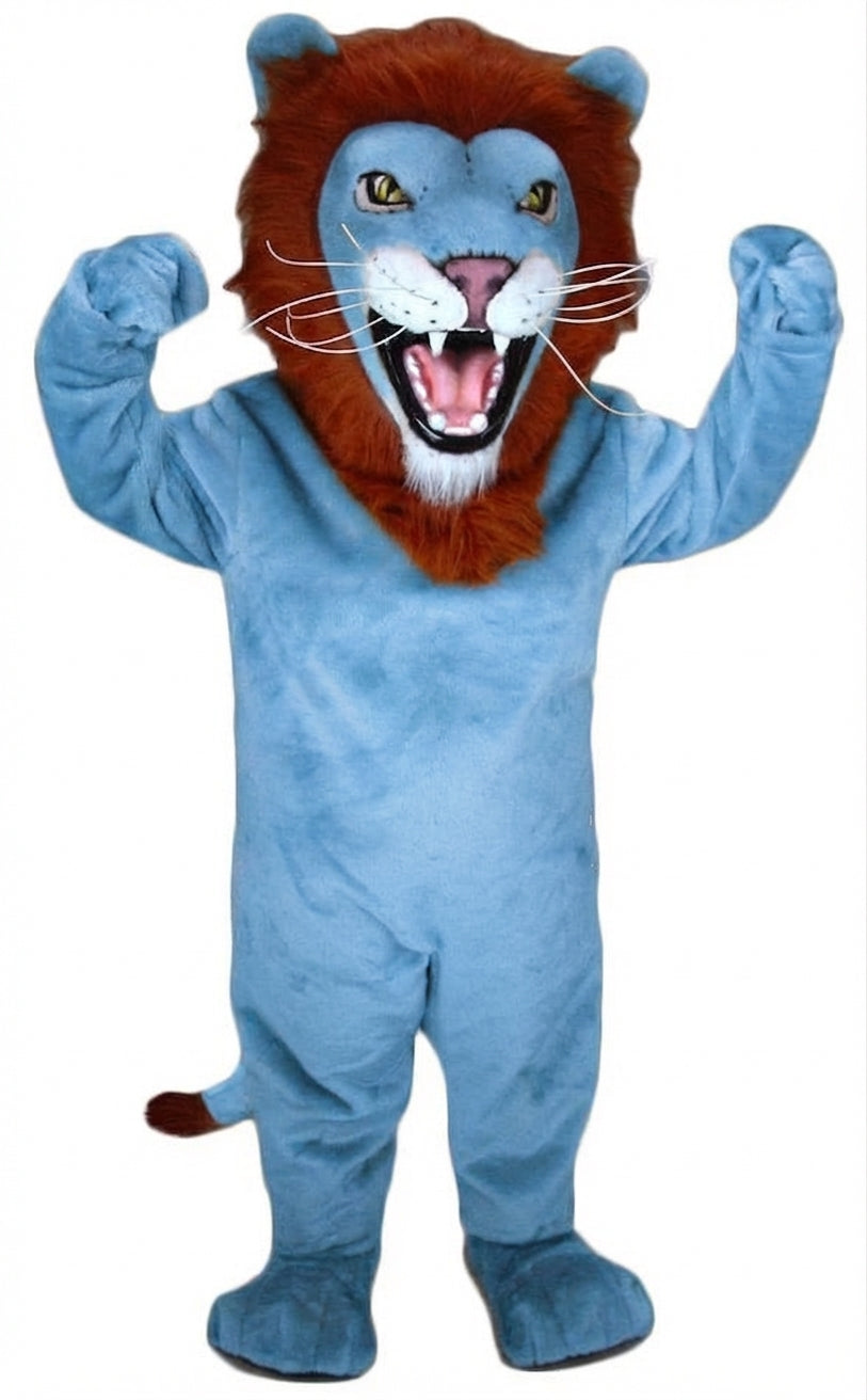 African Lion Mascot - Short fur / Light blue mascot costume
