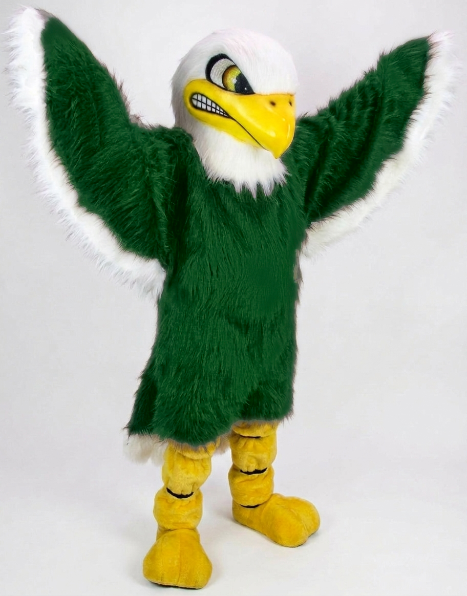 Bald Eagle Mascot - Long fur / Green mascot costume