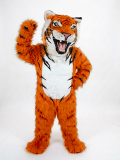 Bengal Tiger Mascot (Polyfoam) - Long fur / Bright Orange mascot costume
