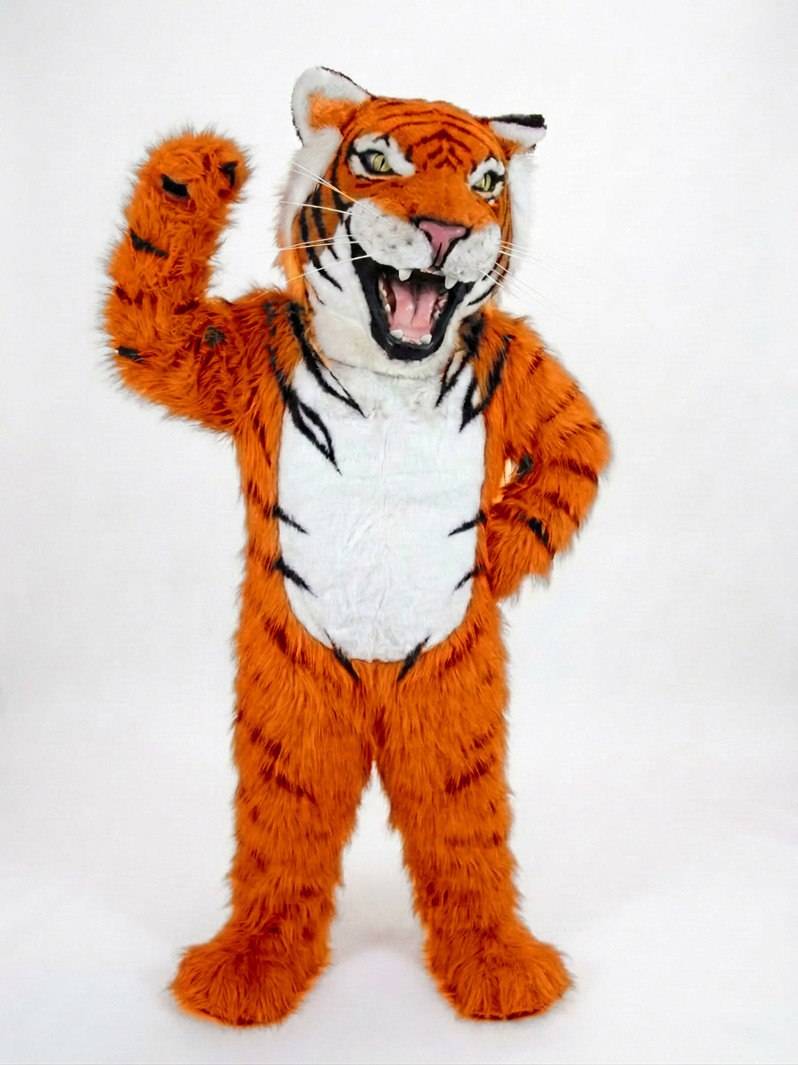 Bengal Tiger Mascot (Polyfoam) - Long fur / Bright Orange mascot costume