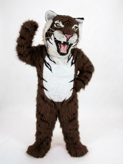 Bengal Tiger Mascot (Polyfoam) - Long fur / Dark Brown mascot costume