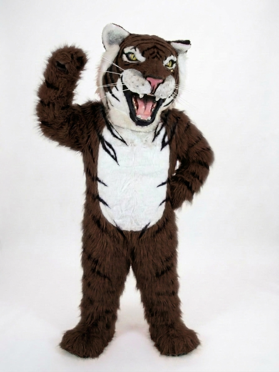Bengal Tiger Mascot (Polyfoam) - Long fur / Dark Brown mascot costume