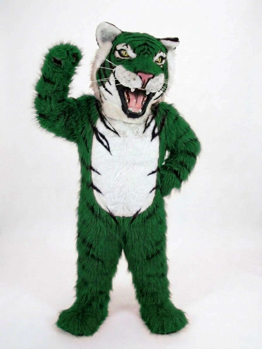 Bengal Tiger Mascot (Polyfoam) - Long fur / Green mascot costume