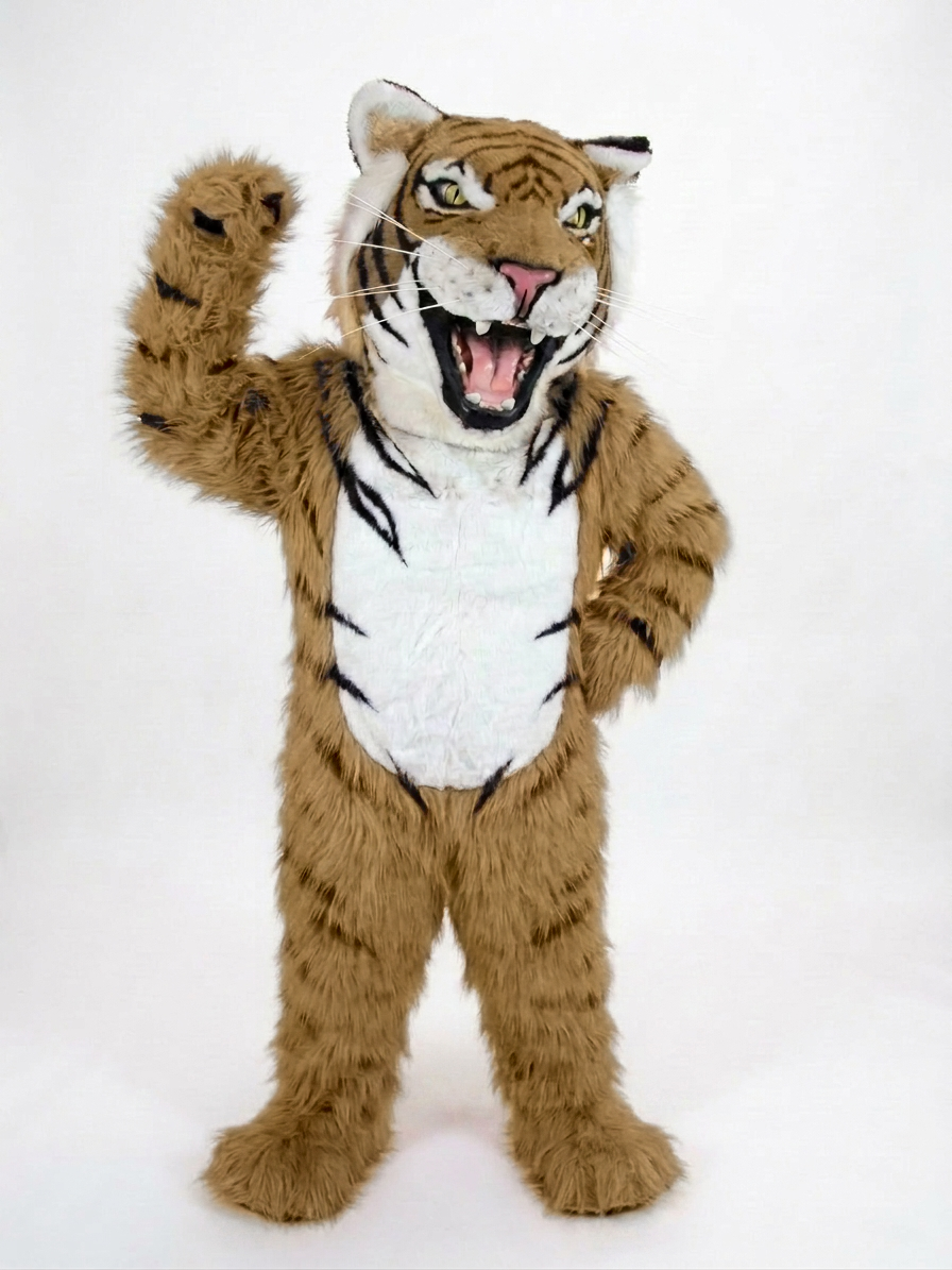 Bengal Tiger Mascot (Polyfoam) - Long fur / Tan mascot costume