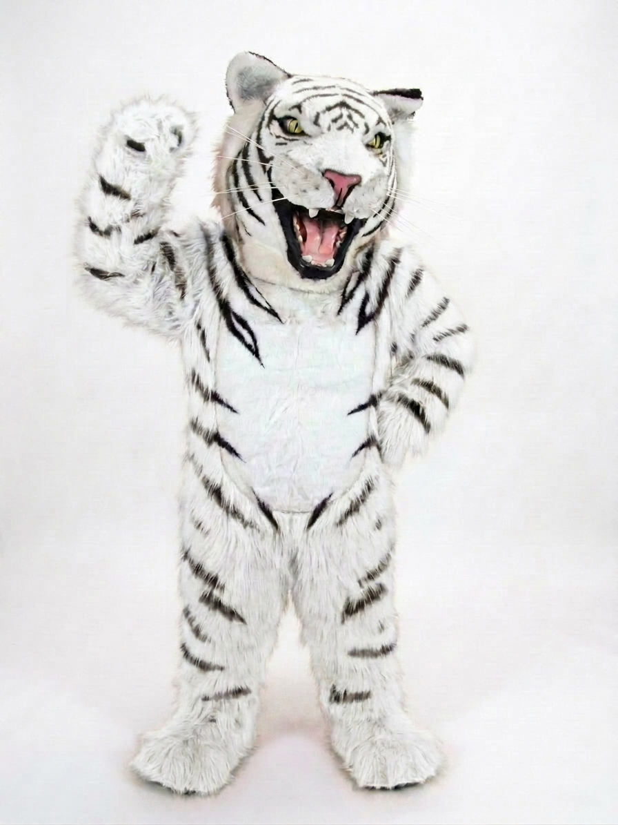 Bengal Tiger Mascot (Polyfoam) - Long fur / White mascot costume