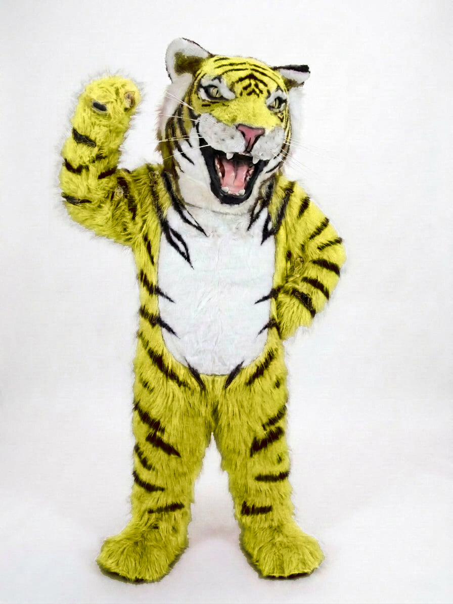 Bengal Tiger Mascot (Polyfoam) - Long fur / Yellow mascot costume