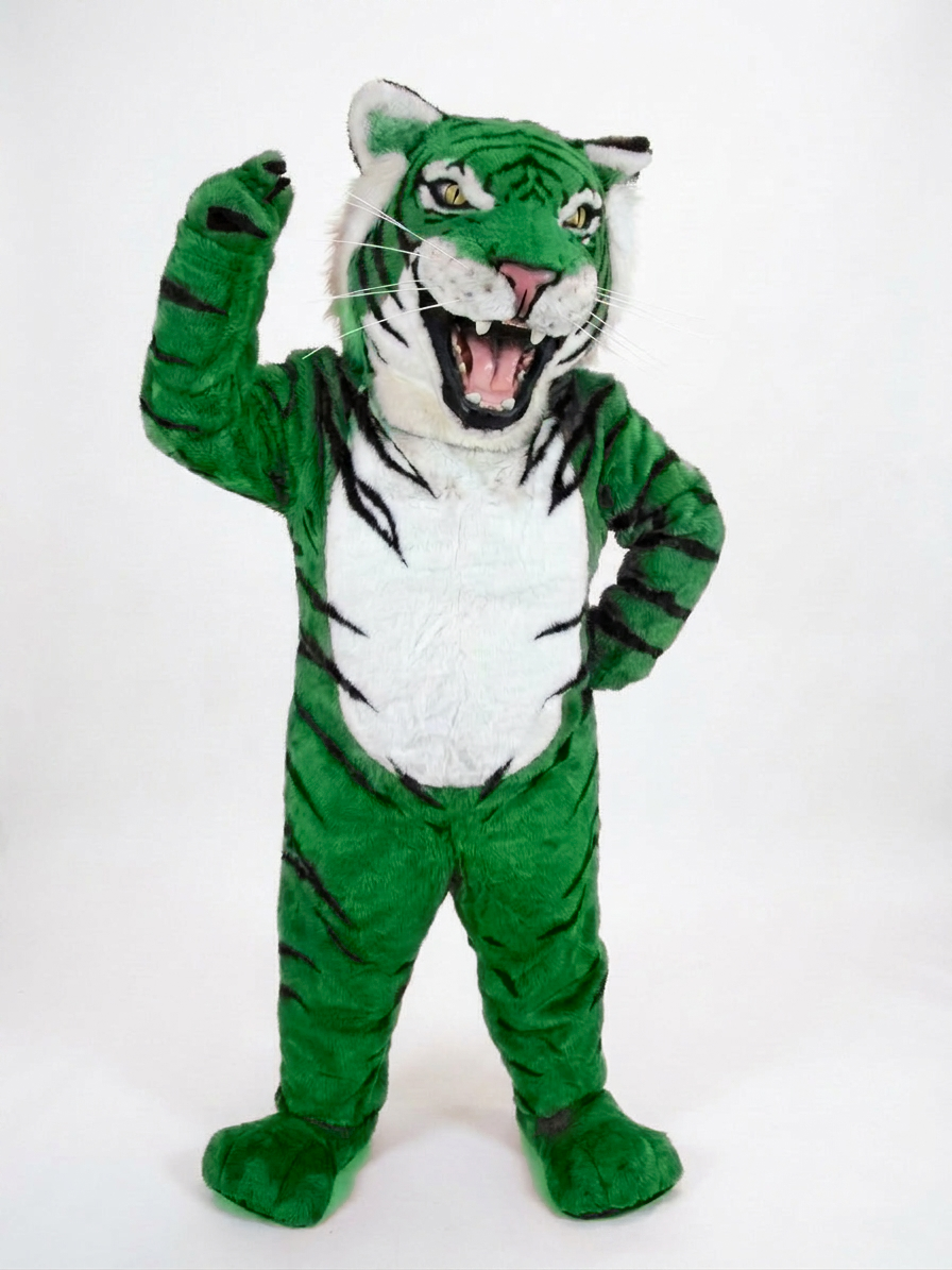 Bengal Tiger Mascot (Polyfoam) - Short fur / Green mascot costume
