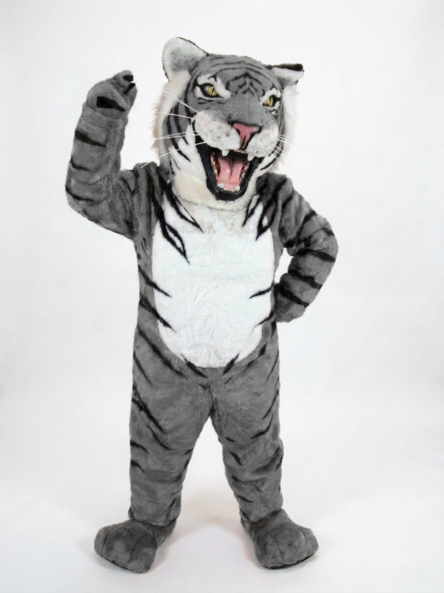 Bengal Tiger Mascot (Polyfoam) - Short fur / Grey mascot costume