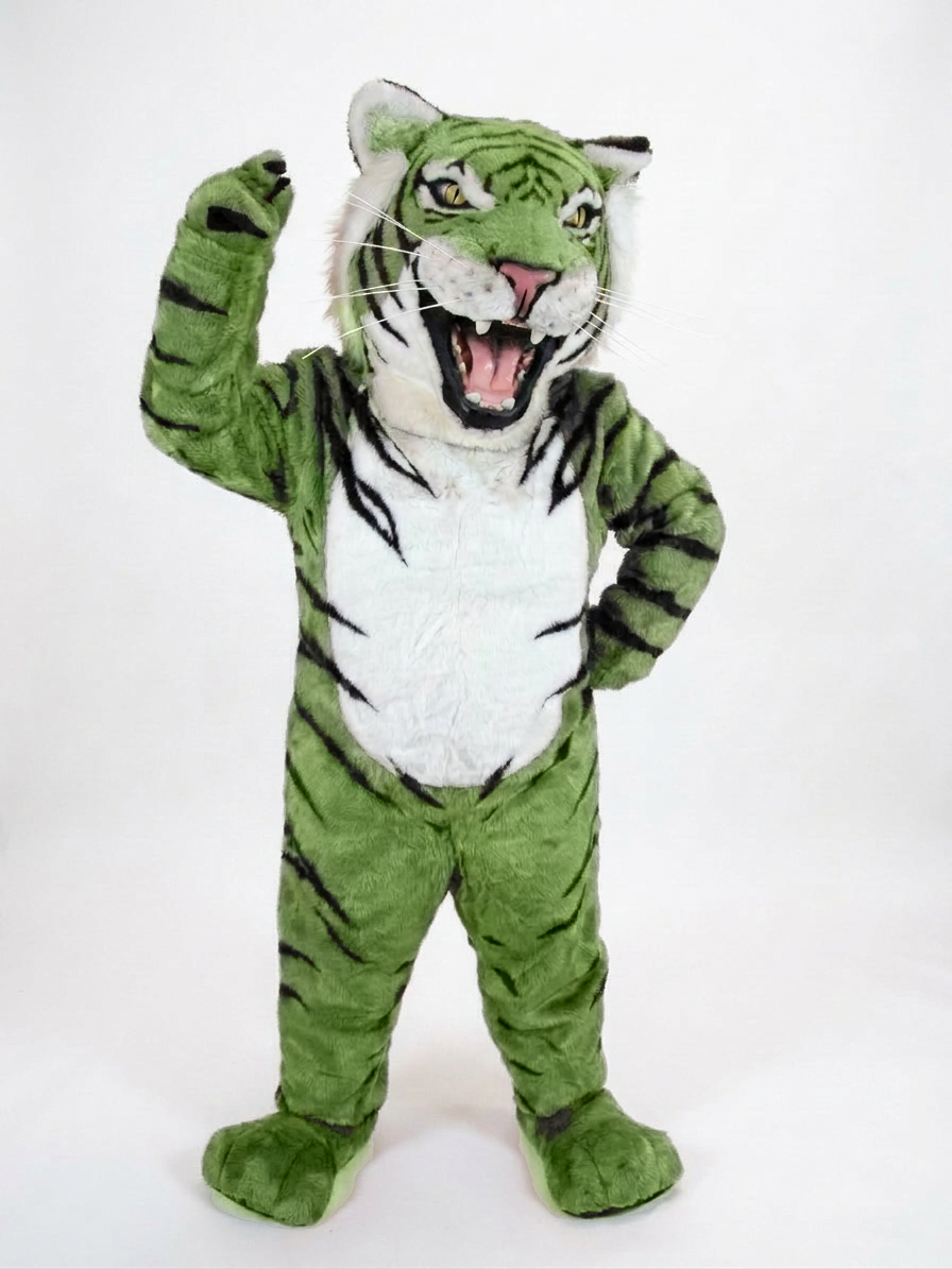 Bengal Tiger Mascot (Polyfoam) - Short fur / Lime mascot costume