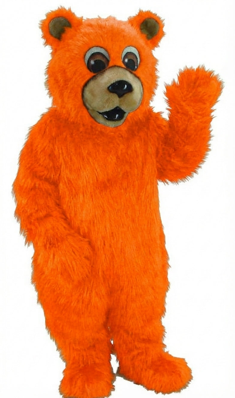 Black Bear Mascot - Long fur / Bright Orange mascot costume
