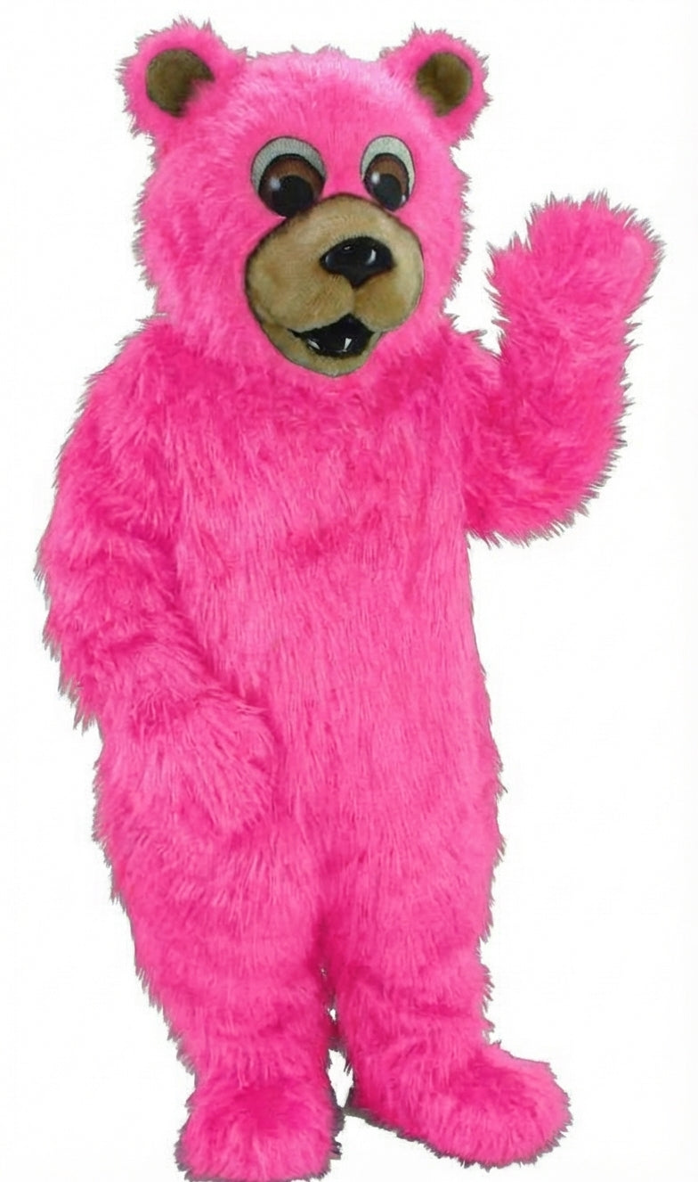 Black Bear Mascot - Long fur / Bright Pink mascot costume