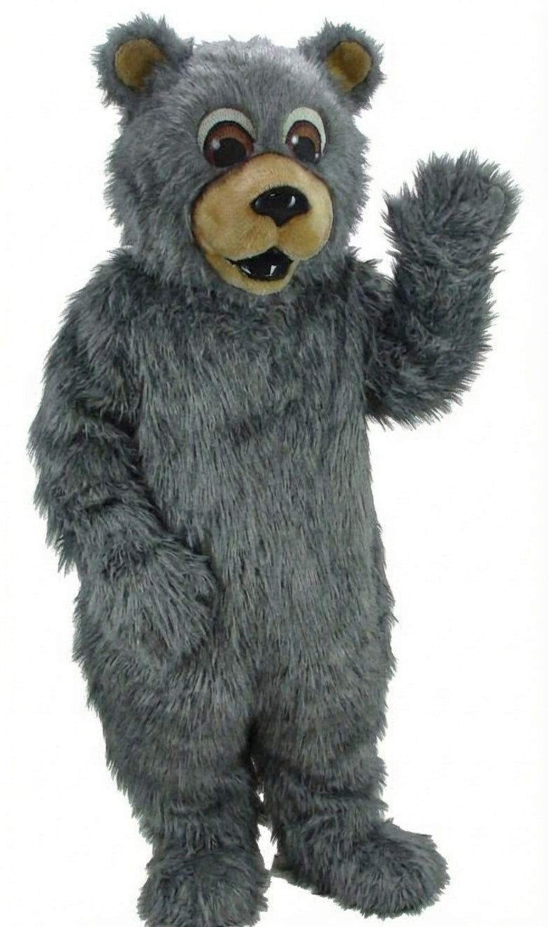 Black Bear Mascot - Long fur / Grey mascot costume
