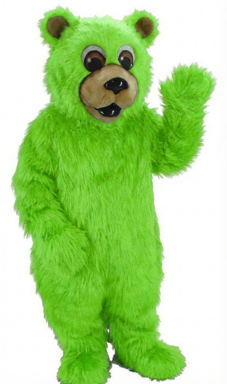 Black Bear Mascot - Long fur / Lime mascot costume