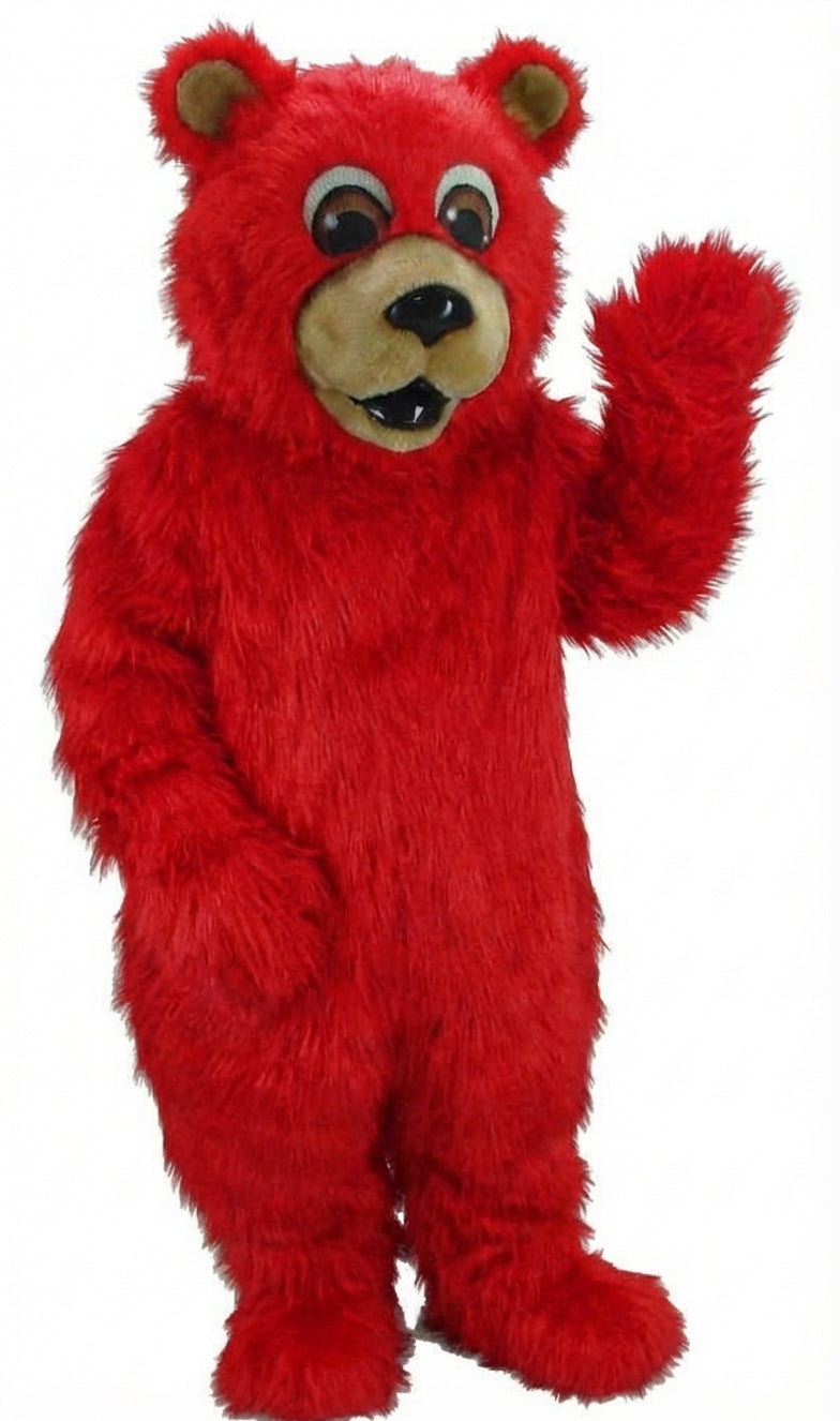 Black Bear Mascot - Long fur / Red mascot costume