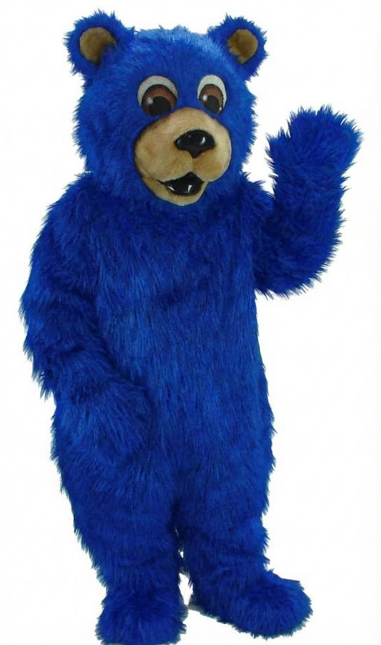 Black Bear Mascot - Long fur / Royal Blue mascot costume