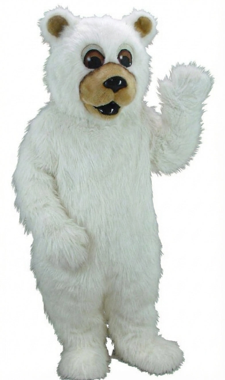 Black Bear Mascot - Long fur / White mascot costume