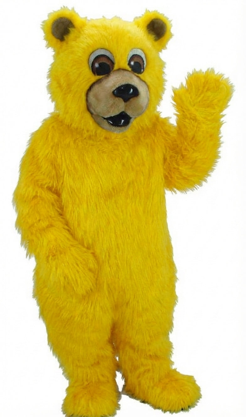 Black Bear Mascot - Long fur / Yellow mascot costume