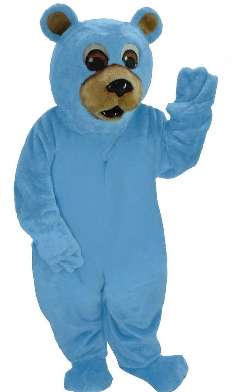 Black Bear Mascot - Short fur / Light blue mascot costume