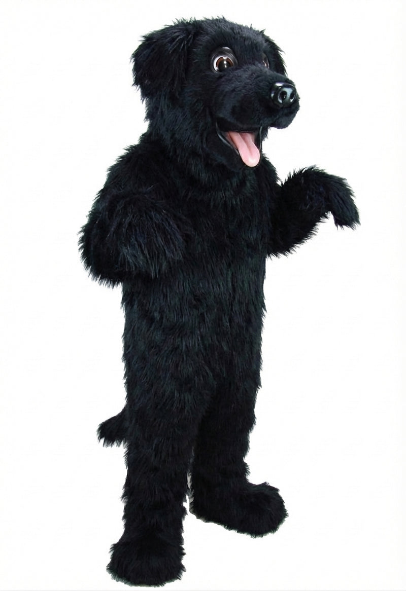 Black Labrador Dog Mascot - Long fur / Black mascot costume