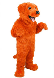 Black Labrador Dog Mascot - Long fur / Bright Orange mascot costume