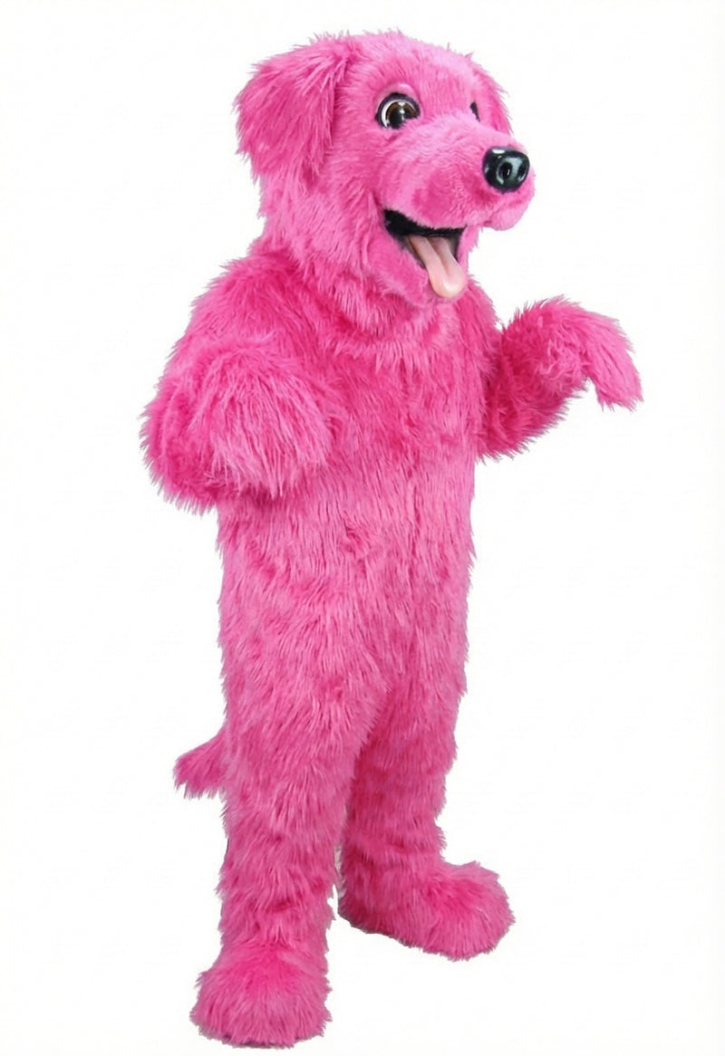 Black Labrador Dog Mascot - Long fur / Bright Pink mascot costume