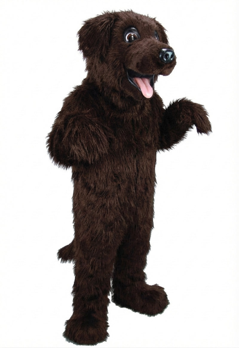 Black Labrador Dog Mascot - Long fur / Dark Brown mascot costume