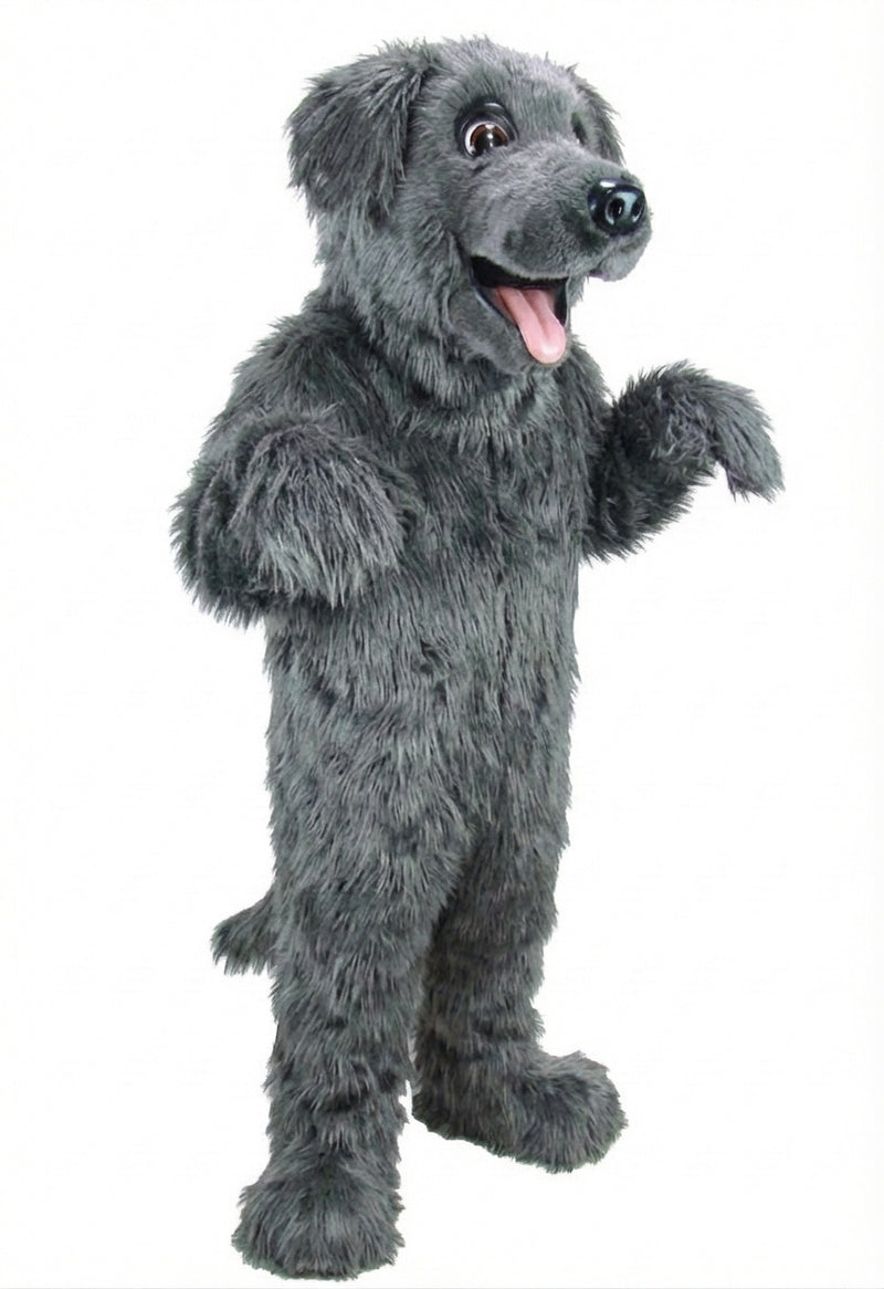 Black Labrador Dog Mascot - Long fur / Grey mascot costume