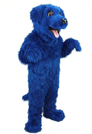 Black Labrador Dog Mascot - Long fur / Royal Blue mascot costume