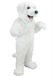 Black Labrador Dog Mascot - Long fur / White mascot costume