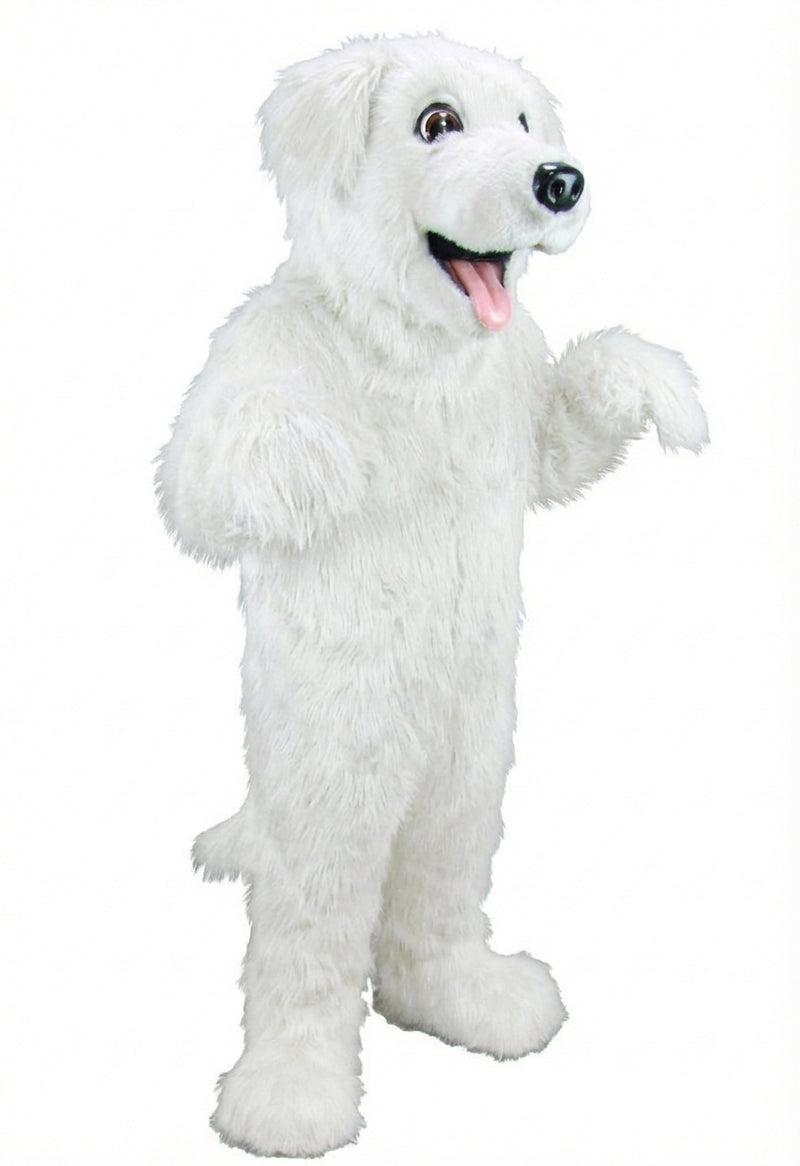 Black Labrador Dog Mascot - Long fur / White mascot costume