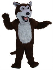 Black Wolf Mascot - Long fur / Dark Brown mascot costume
