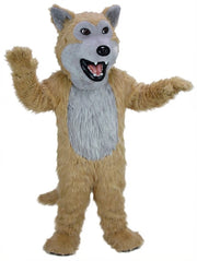 Black Wolf Mascot - Long fur / Tan mascot costume