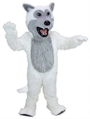 Black Wolf Mascot - Long fur / White mascot costume