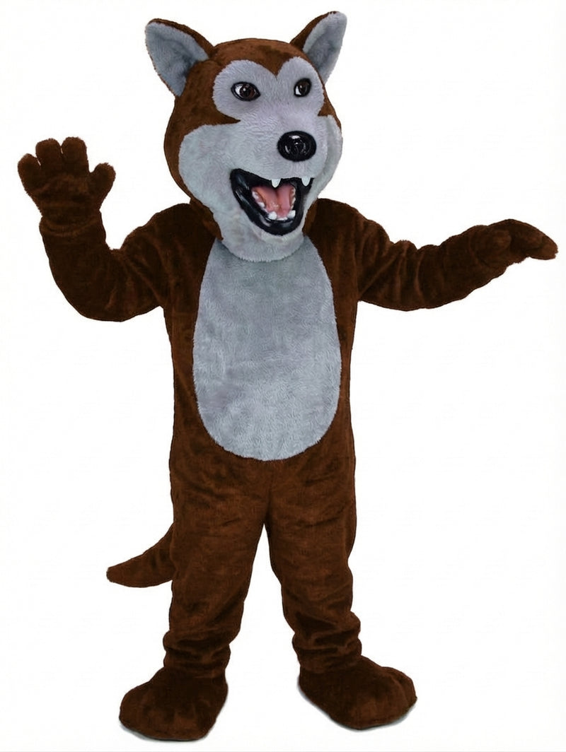 Black Wolf Mascot - Medium fur / Brown mascot costume