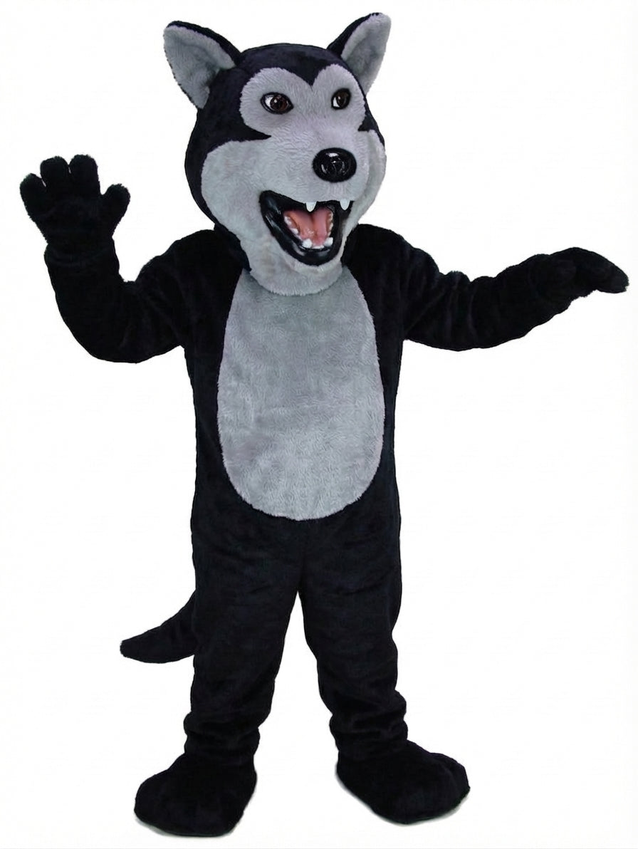 Black Wolf Mascot - Short fur / Black mascot costume