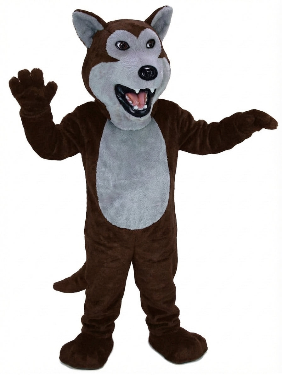 Black Wolf Mascot - Short fur / Chocolate Brown mascot costume