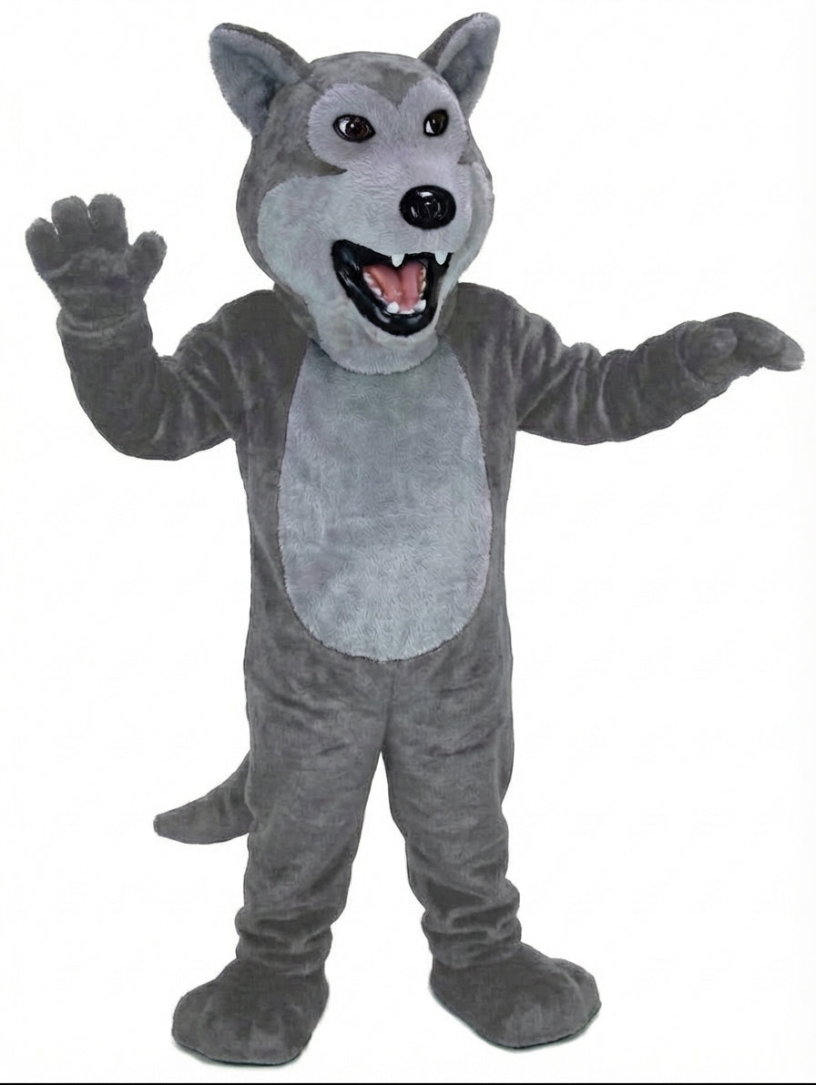 Black Wolf Mascot - Short fur / Grey mascot costume