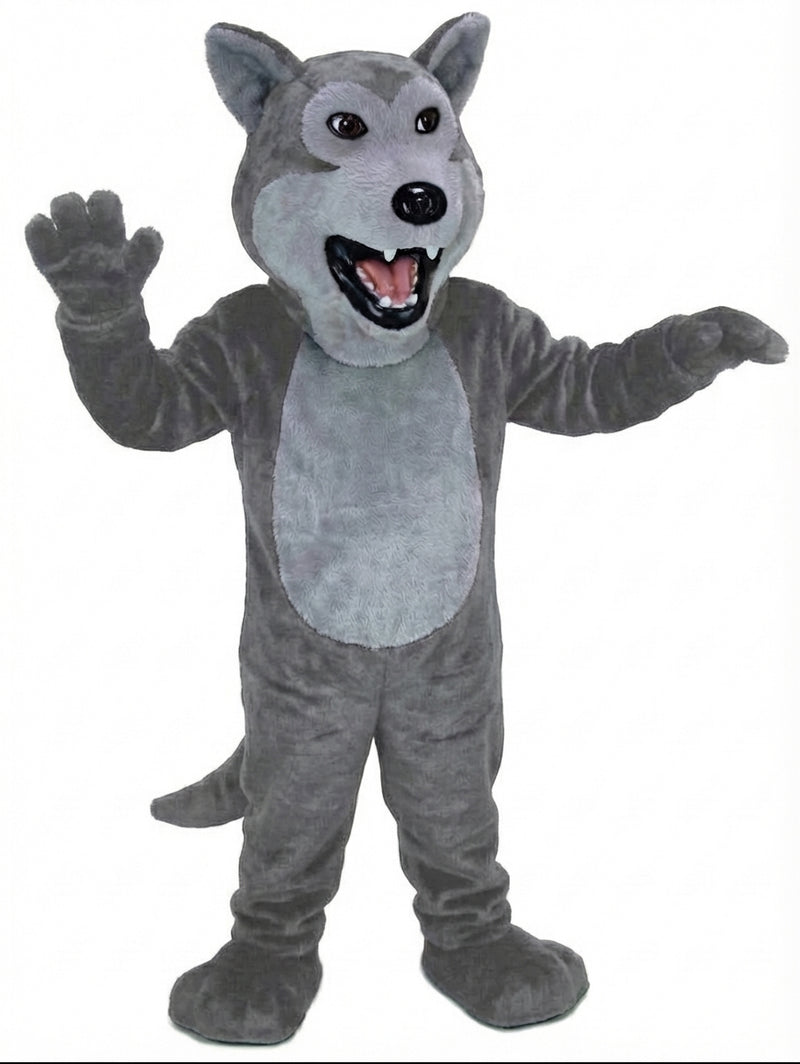 Black Wolf Mascot - Short fur / Grey mascot costume
